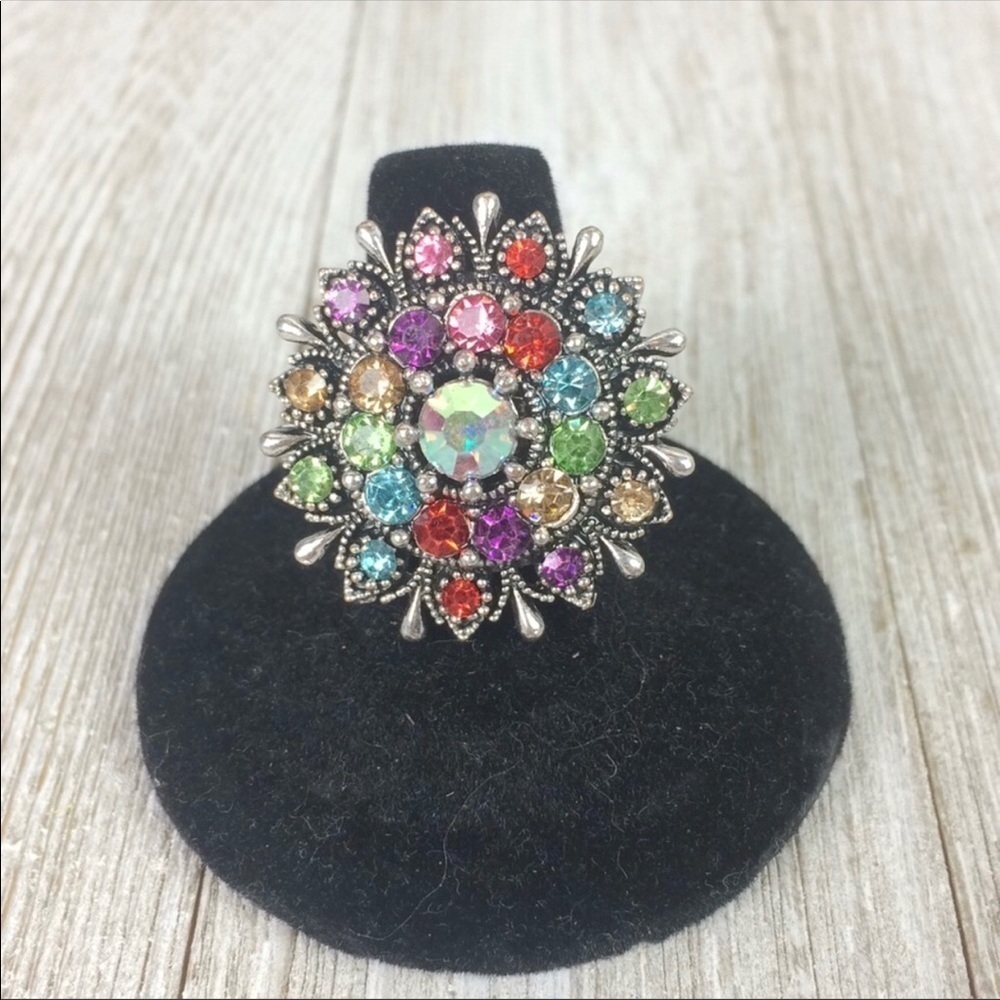 Sunburst Mandala Rhinestone Colorful Adjustable - Picture 2 of 6